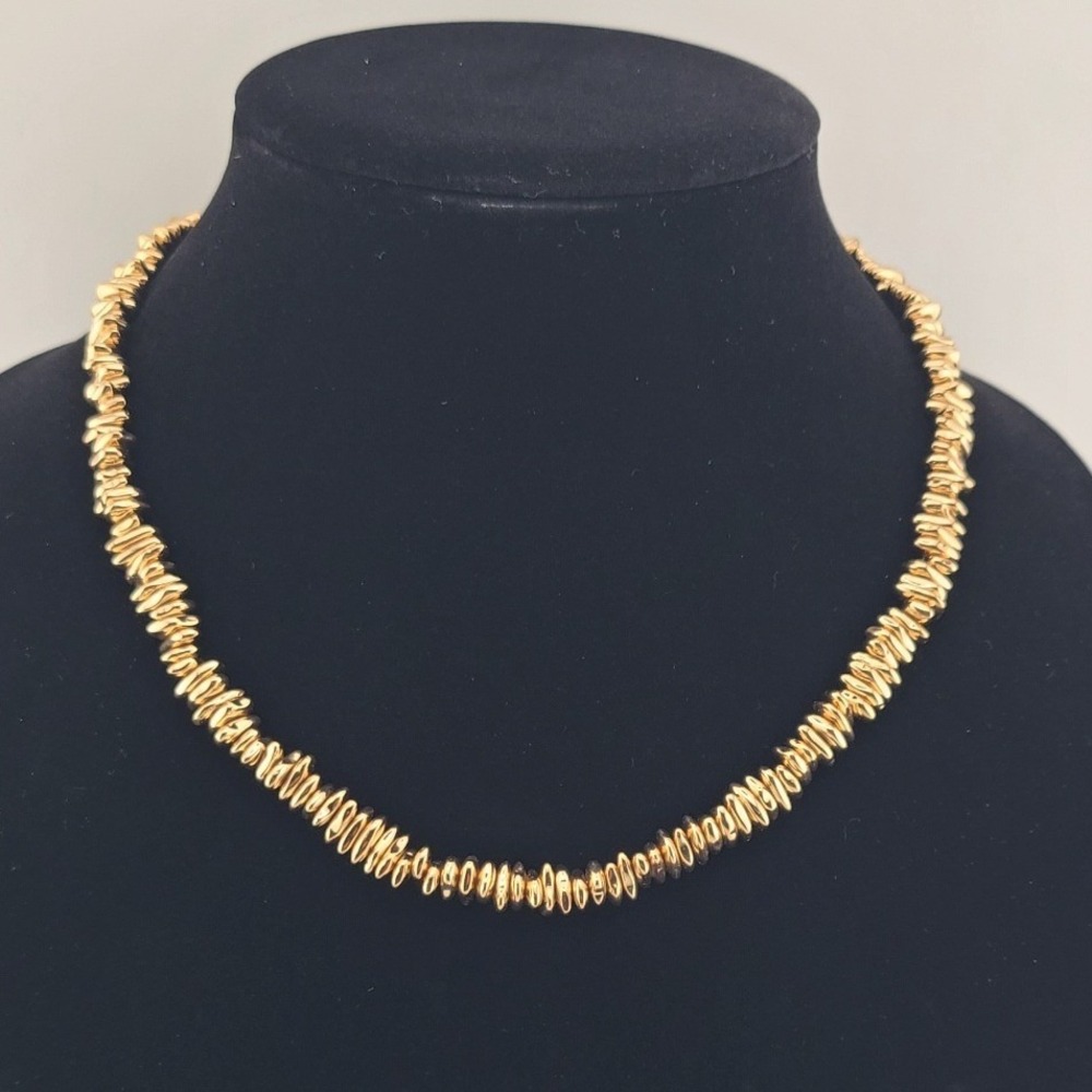 AQUA Gold Tone Organic Textured Nugget Collar Necklace NWT $70